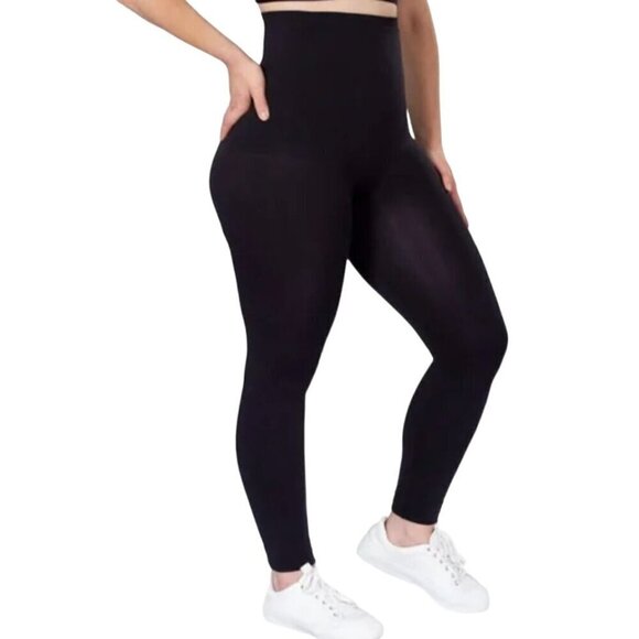 Empetua Womens High-Waist Shaping Long Leggings Plus SZ 3XL Black NEW - Picture 1 of 8